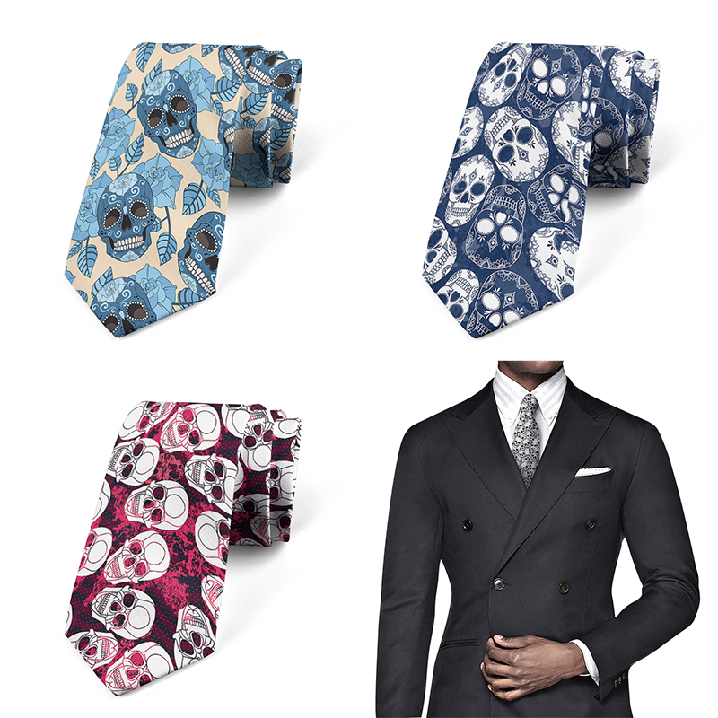 Men Accessories Shop - Engraçado Cartoon Esqueleto 3D Impresso Gravata,
