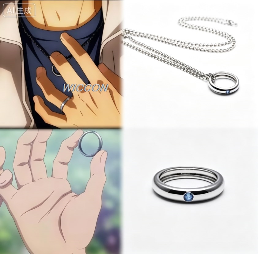 Men Accessories Style - Anéis Femininos de Anime, Colar de